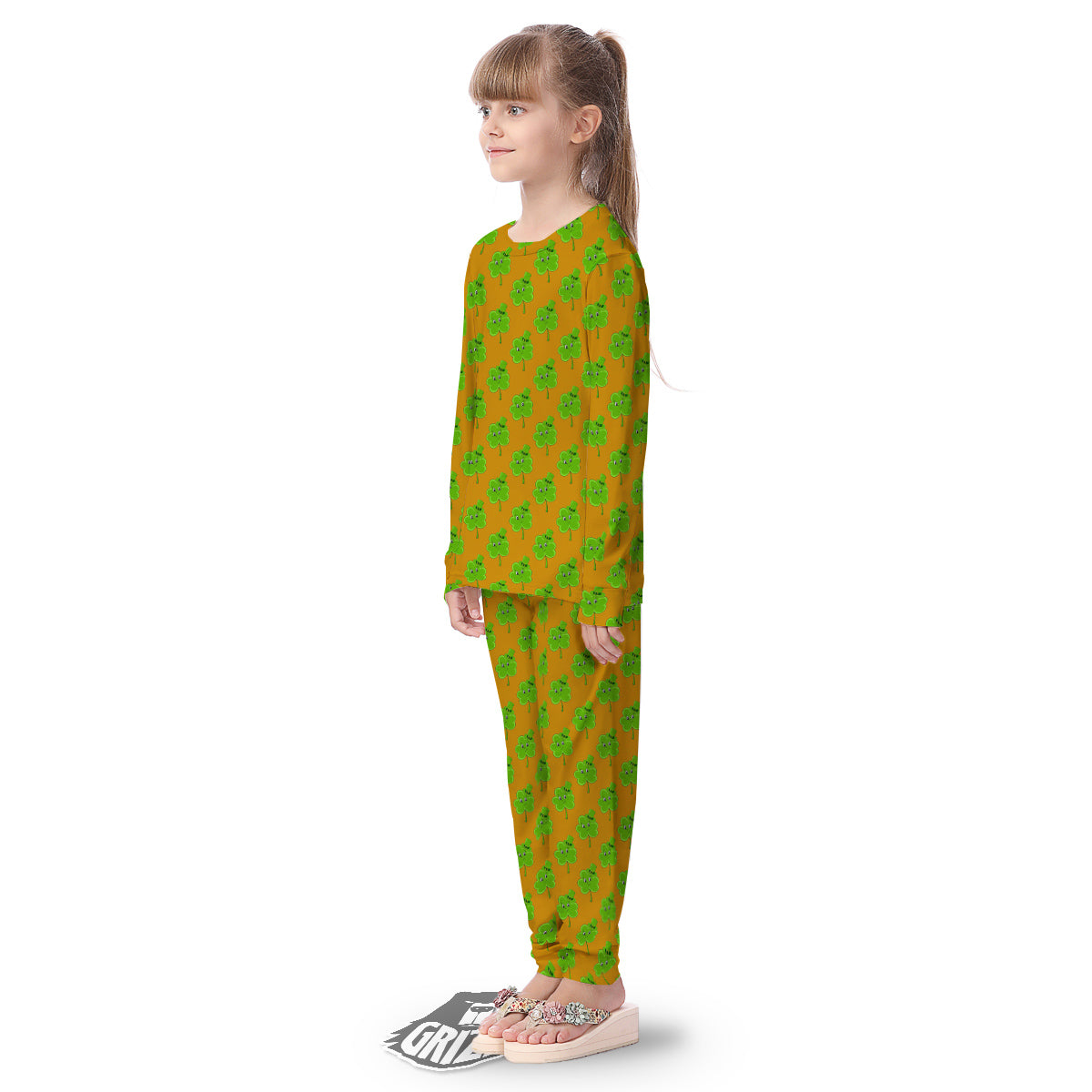 St. Patrick's Day Cute Clover Print Kid's Pajamas-grizzshop