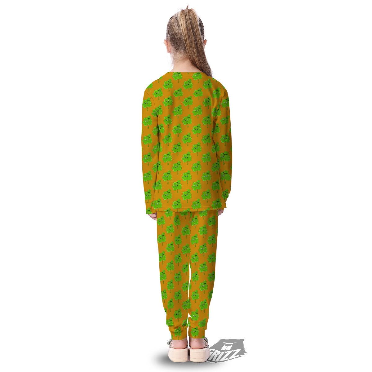 St. Patrick's Day Cute Clover Print Kid's Pajamas-grizzshop