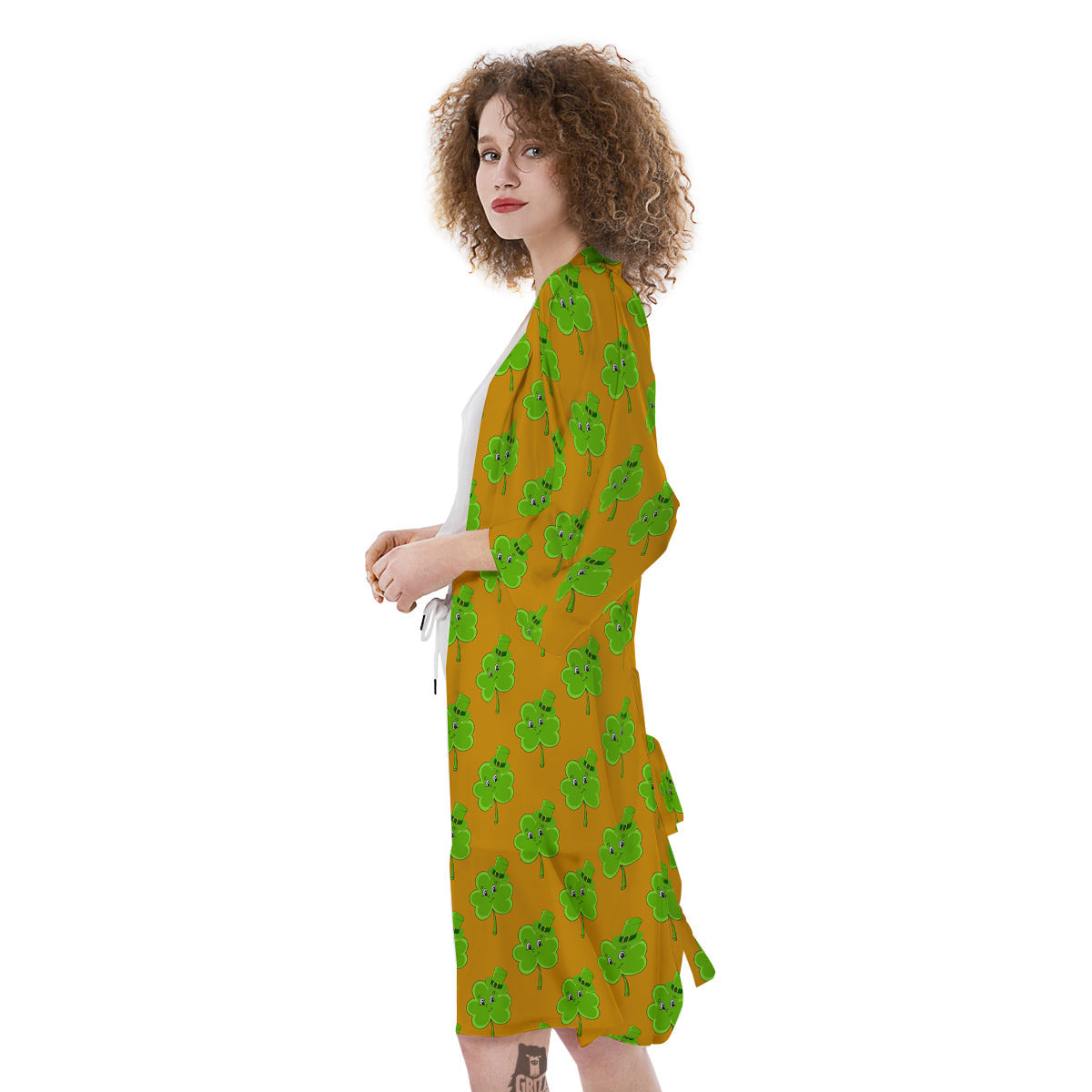 St. Patrick's Day Cute Clover Print Kimono-grizzshop