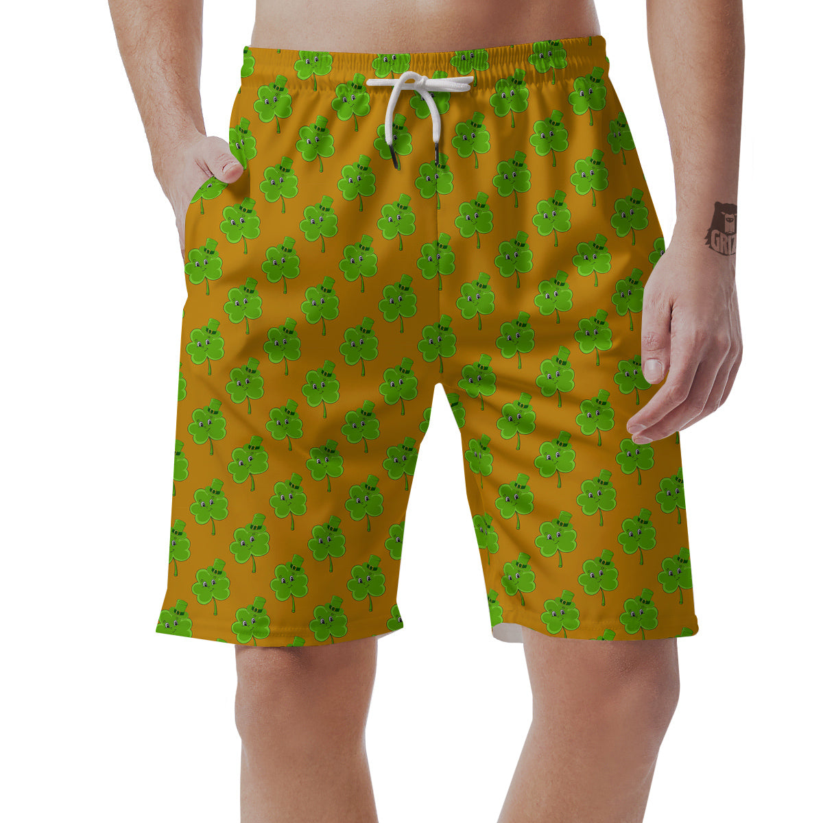 St. Patrick's Day Cute Clover Print Men's Shorts-grizzshop