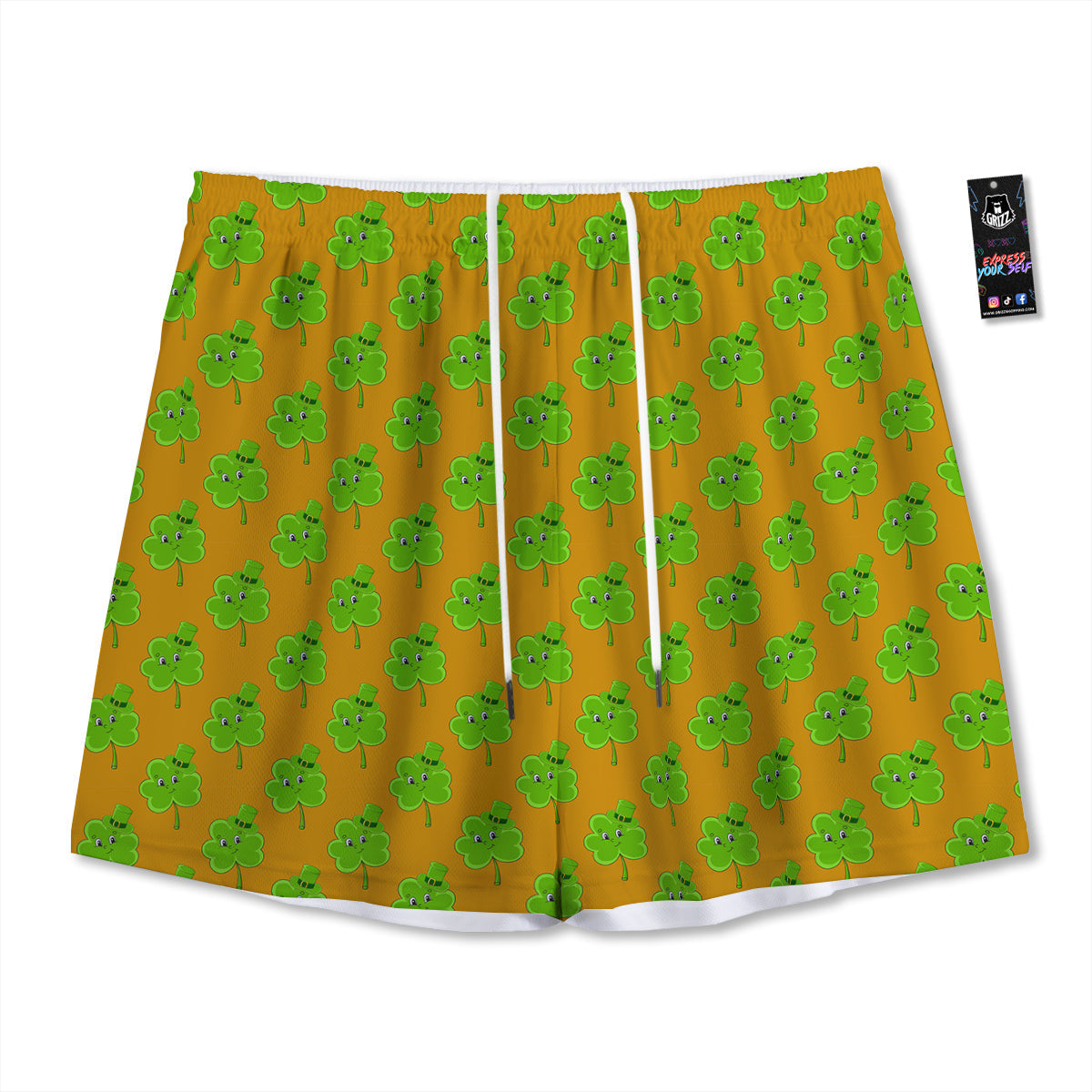 St. Patrick's Day Cute Clover Print Mesh Shorts