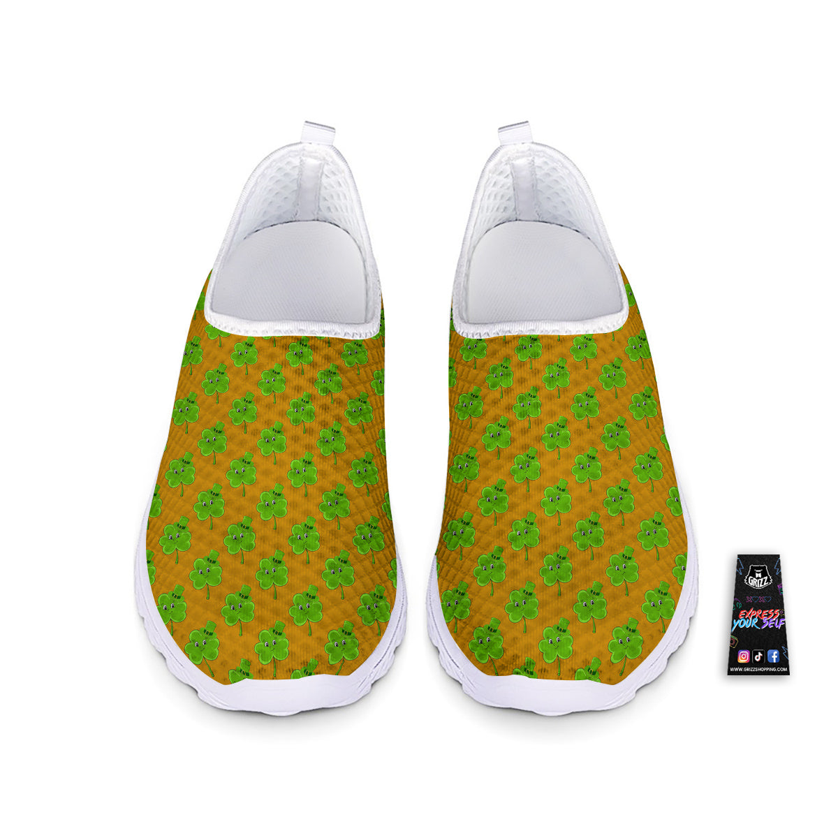 St. Patrick's Day Cute Clover Print Nurse Shoes-grizzshop