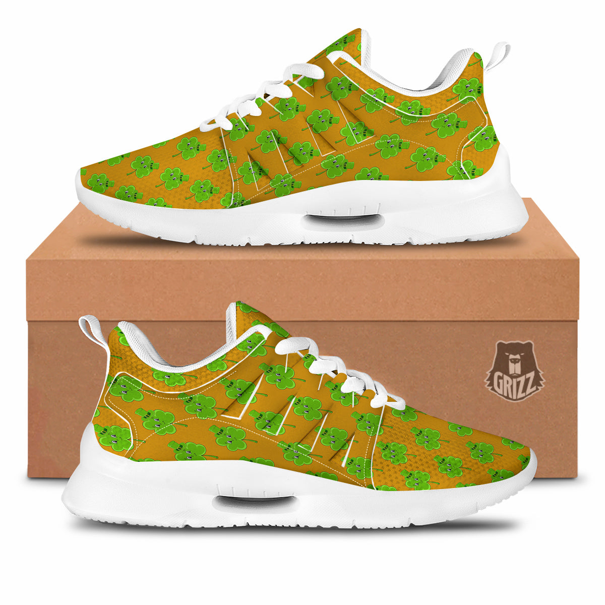 St. Patrick's Day Cute Clover Print Tennis Shoes-grizzshop