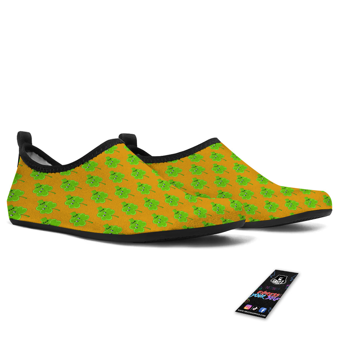 St. Patrick's Day Cute Clover Print Water Shoes-grizzshop