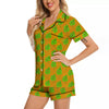 St. Patrick's Day Cute Clover Print Women Silk Pajamas-grizzshop