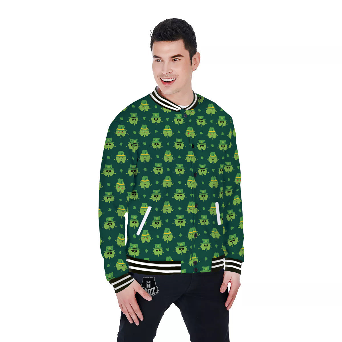St. Patrick's Day Cute Print Pattern Baseball Jacket-grizzshop