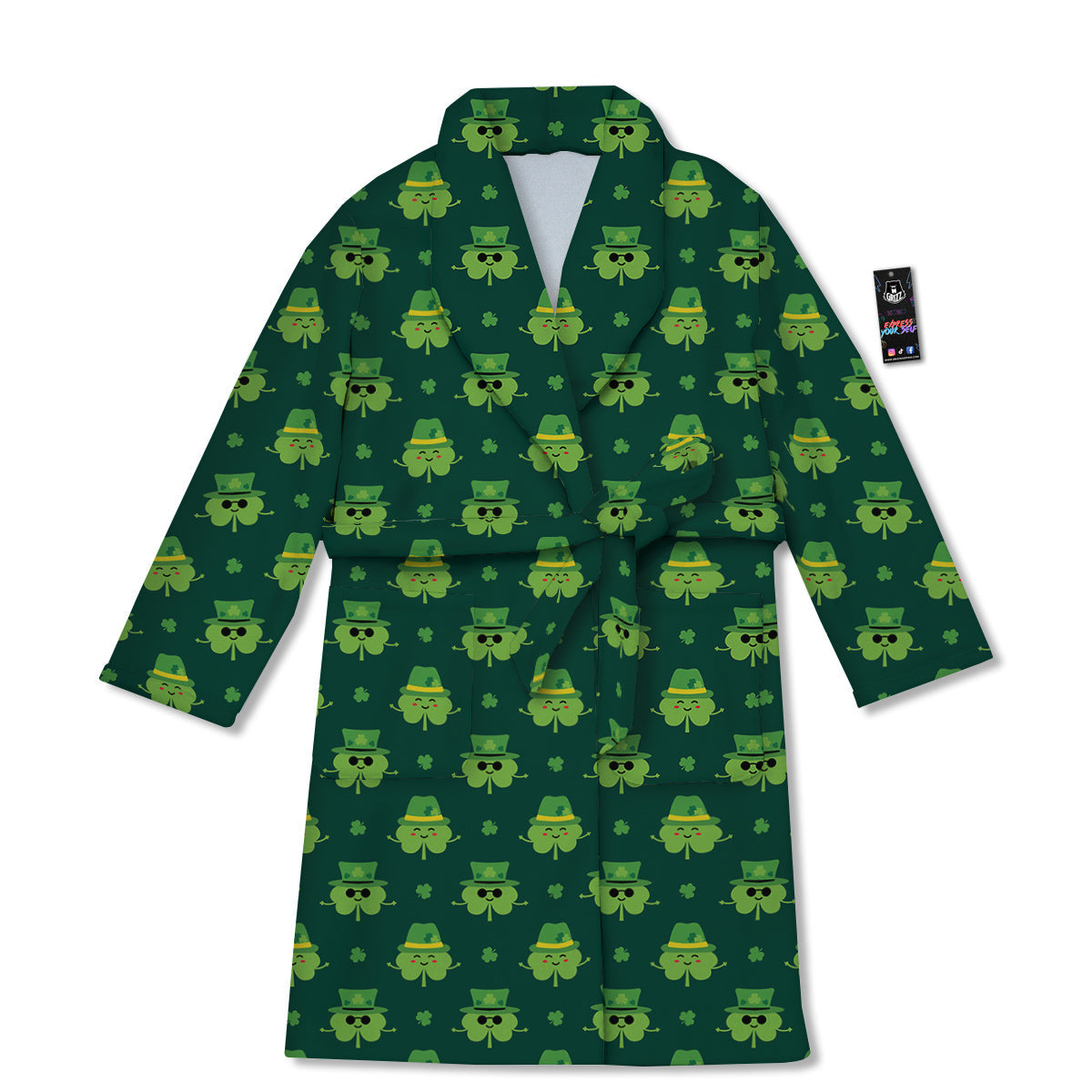 St. Patrick's Day Cute Print Pattern Bathrobe-grizzshop