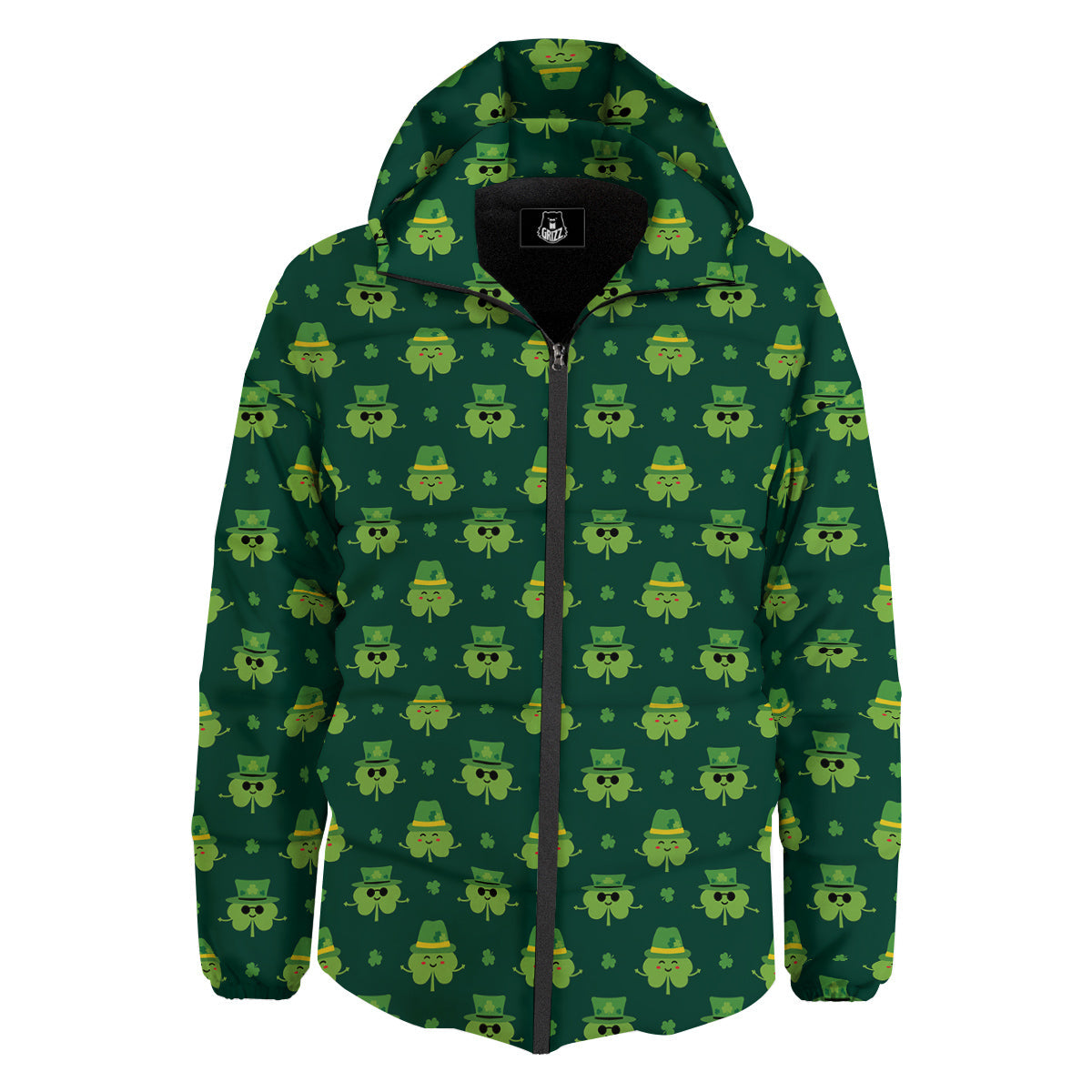 St. Patrick's Day Cute Print Pattern Down Jacket-grizzshop