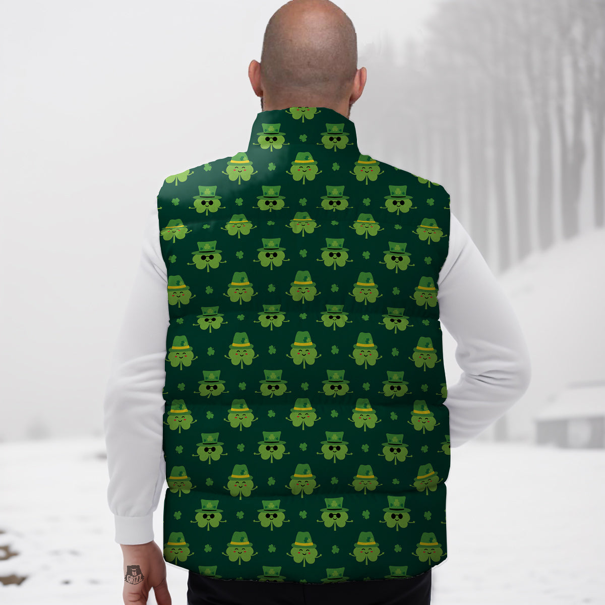 St. Patrick's Day Cute Print Pattern Down Vest