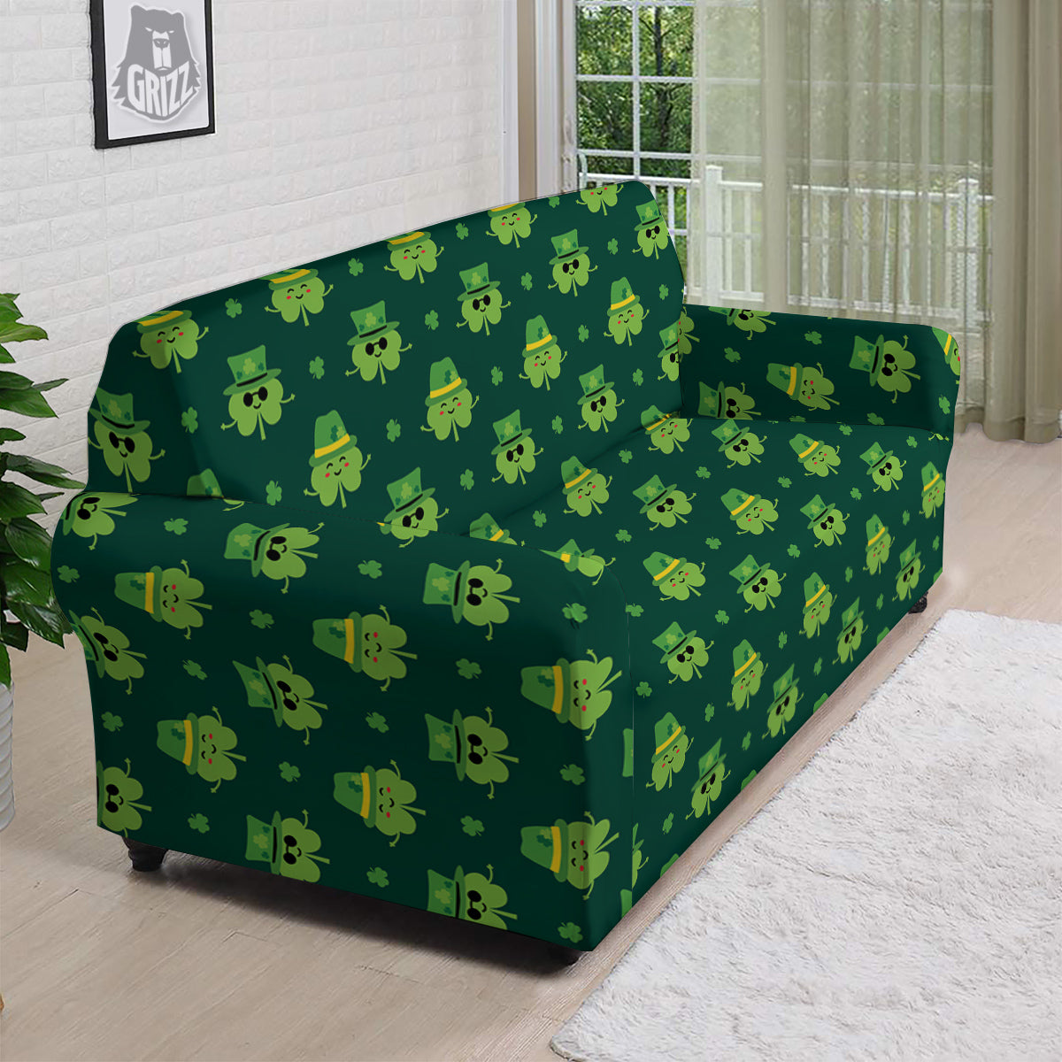 St. Patrick's Day Cute Print Pattern Sofa Cover-grizzshop