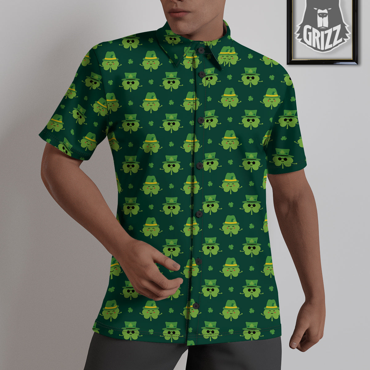 St. Patrick's Day Cute Print Pattern Untucked Shirts-grizzshop