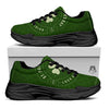 St. Patrick's Day Four Leaf Clover Print Black Chunky Shoes-grizzshop