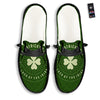 St. Patrick's Day Four Leaf Clover Print Black Loafers-grizzshop