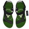 St. Patrick's Day Four Leaf Clover Print Black Open Toe Sandals-grizzshop