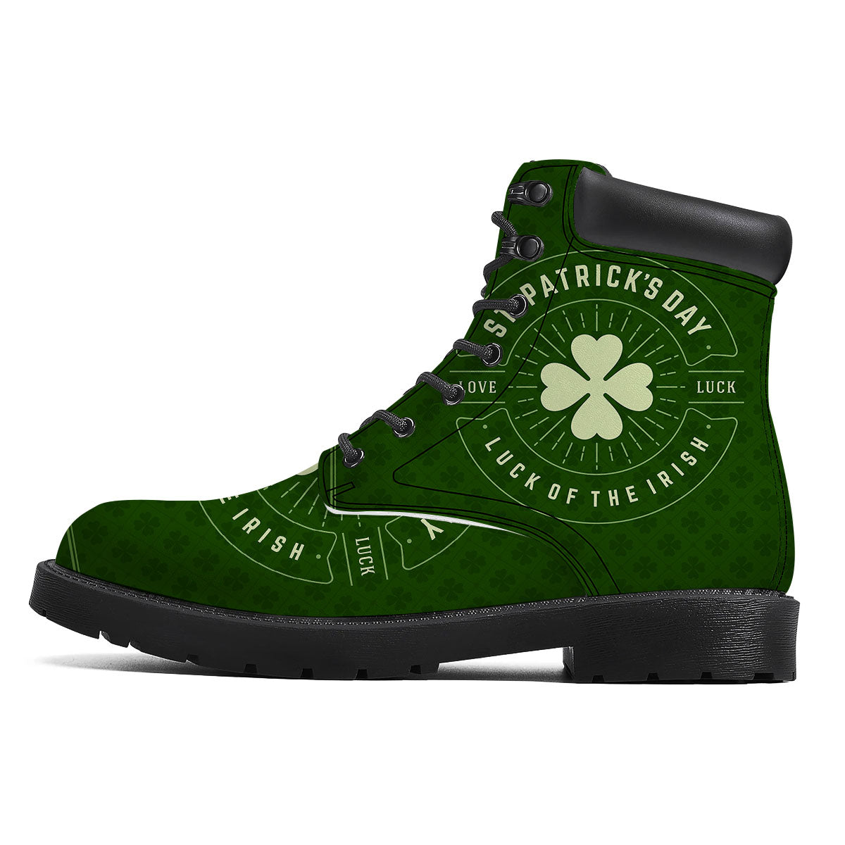 St. Patrick's Day Four Leaf Clover Print Boots-grizzshop