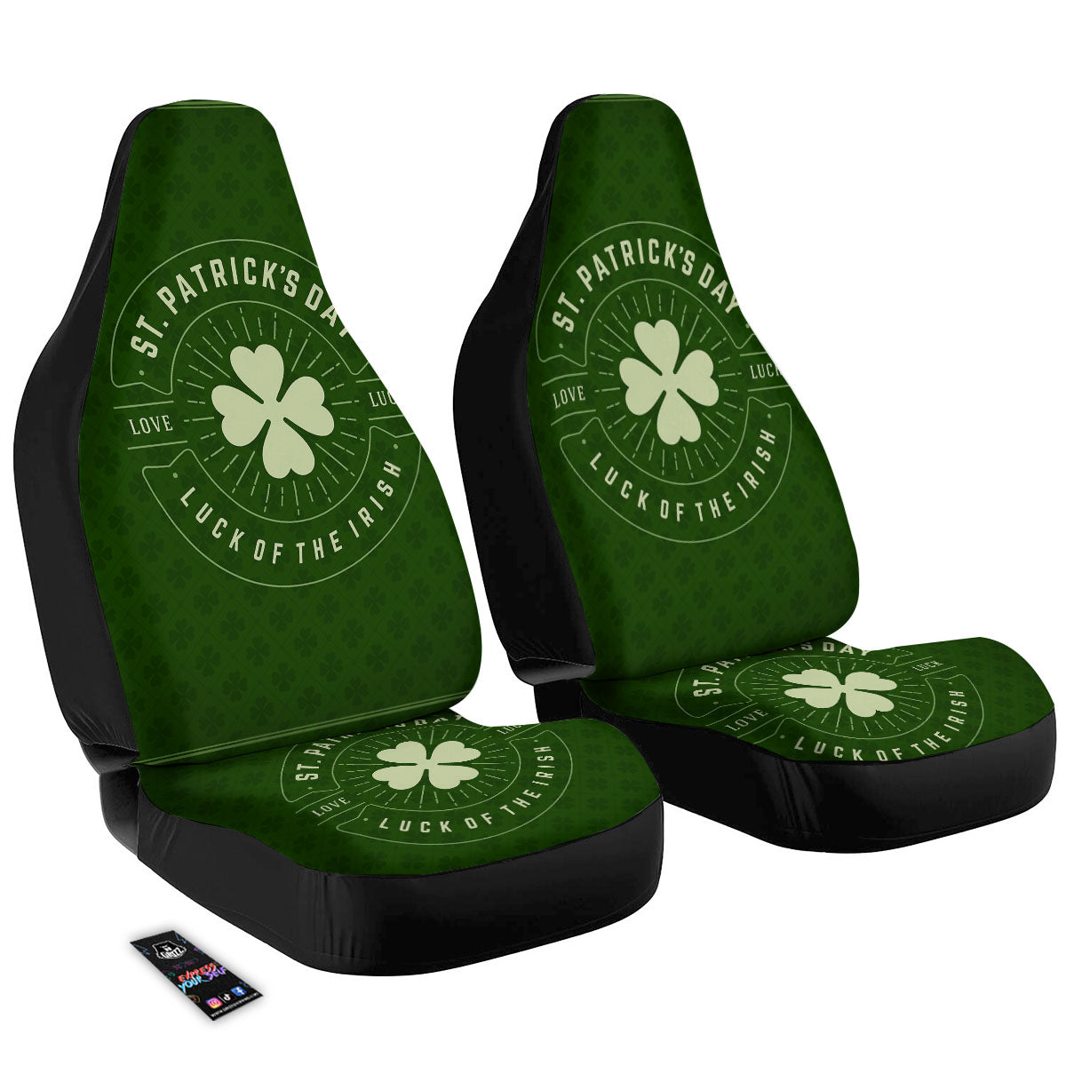 St. Patrick's Day Four Leaf Clover Print Car Seat Covers-grizzshop