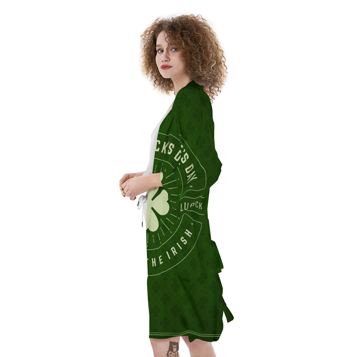 St. Patrick's Day Four Leaf Clover Print Kimono-grizzshop