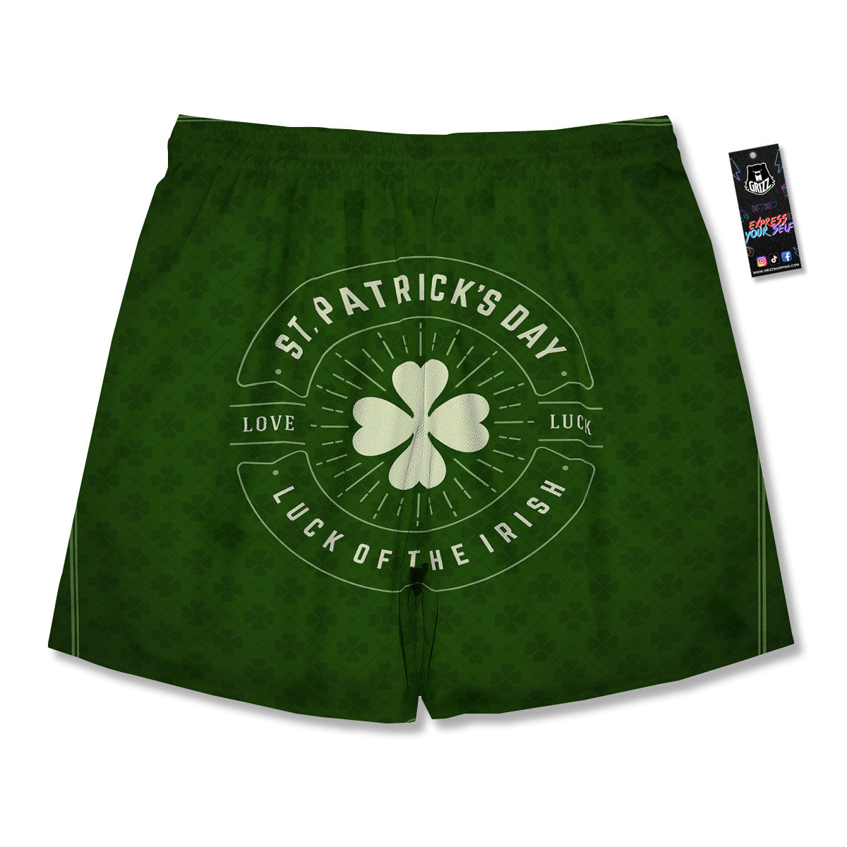 St. Patrick's Day Four Leaf Clover Print Men's Running Shorts-grizzshop