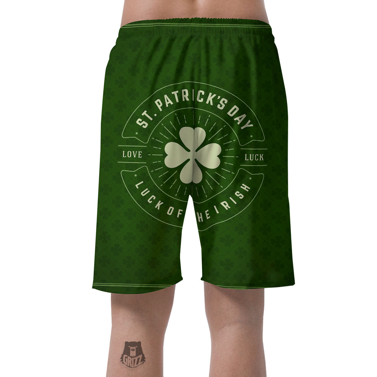 St. Patrick's Day Four Leaf Clover Print Men's Shorts-grizzshop