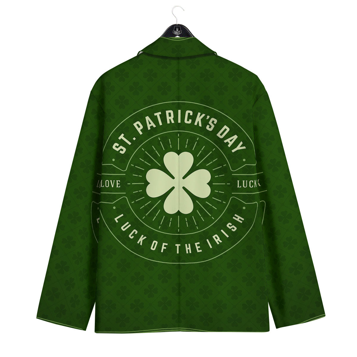 St. Patrick's Day Four Leaf Clover Print Men's Sport Coat-grizzshop