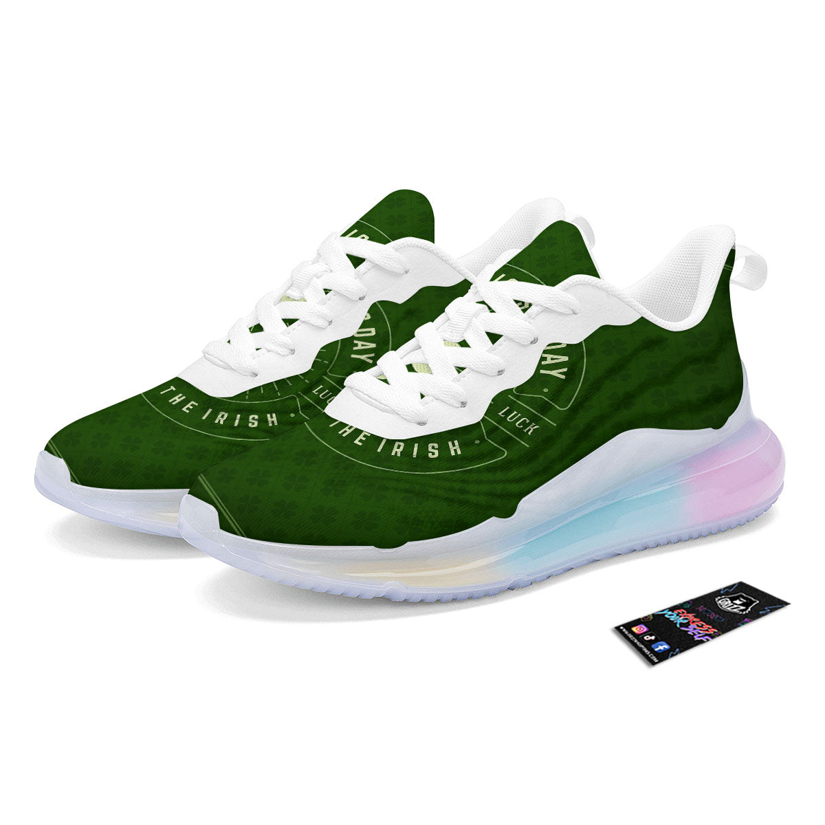 St. Patrick's Day Four Leaf Clover Print Running Sneakers-grizzshop