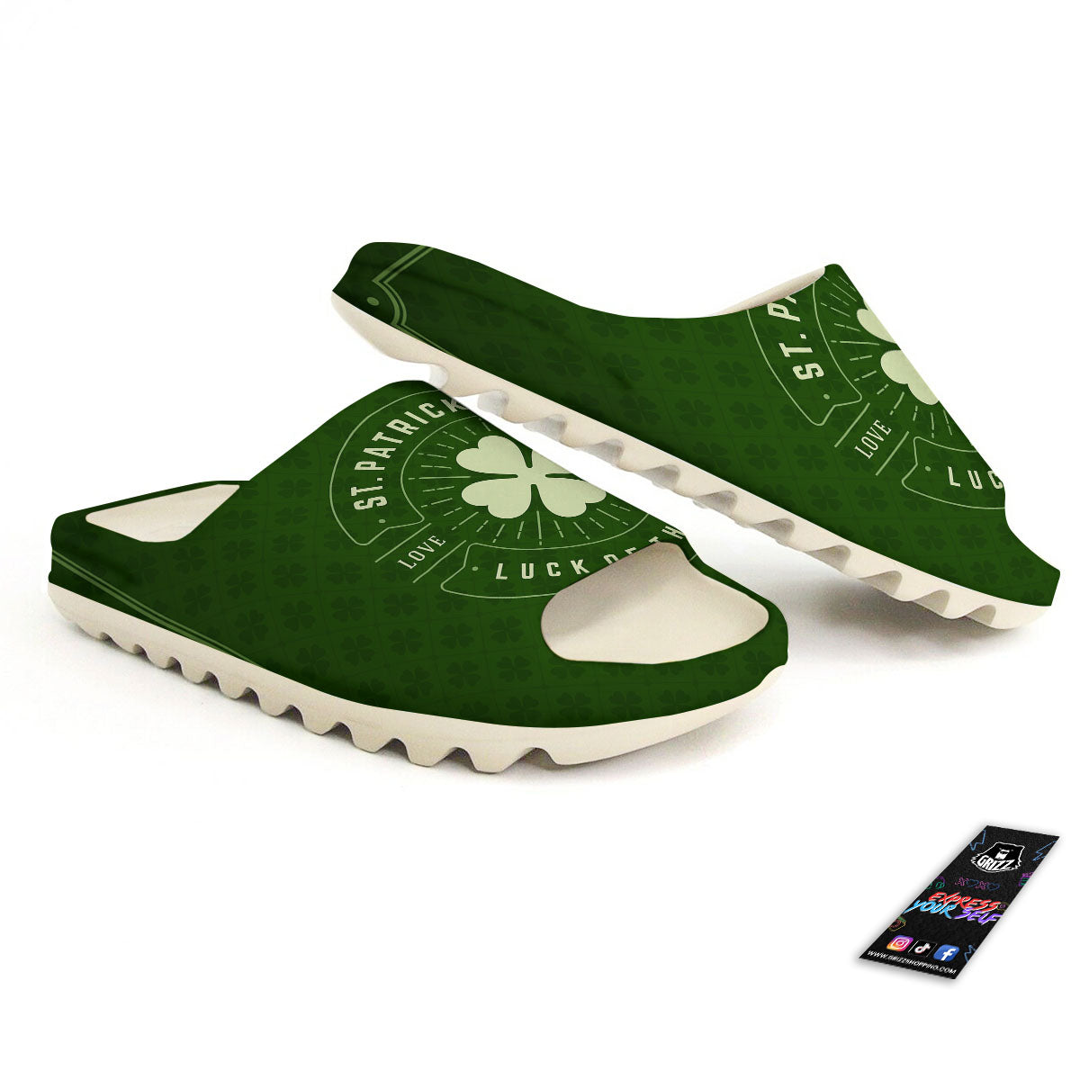 St. Patrick's Day Four Leaf Clover Print Sandals-grizzshop