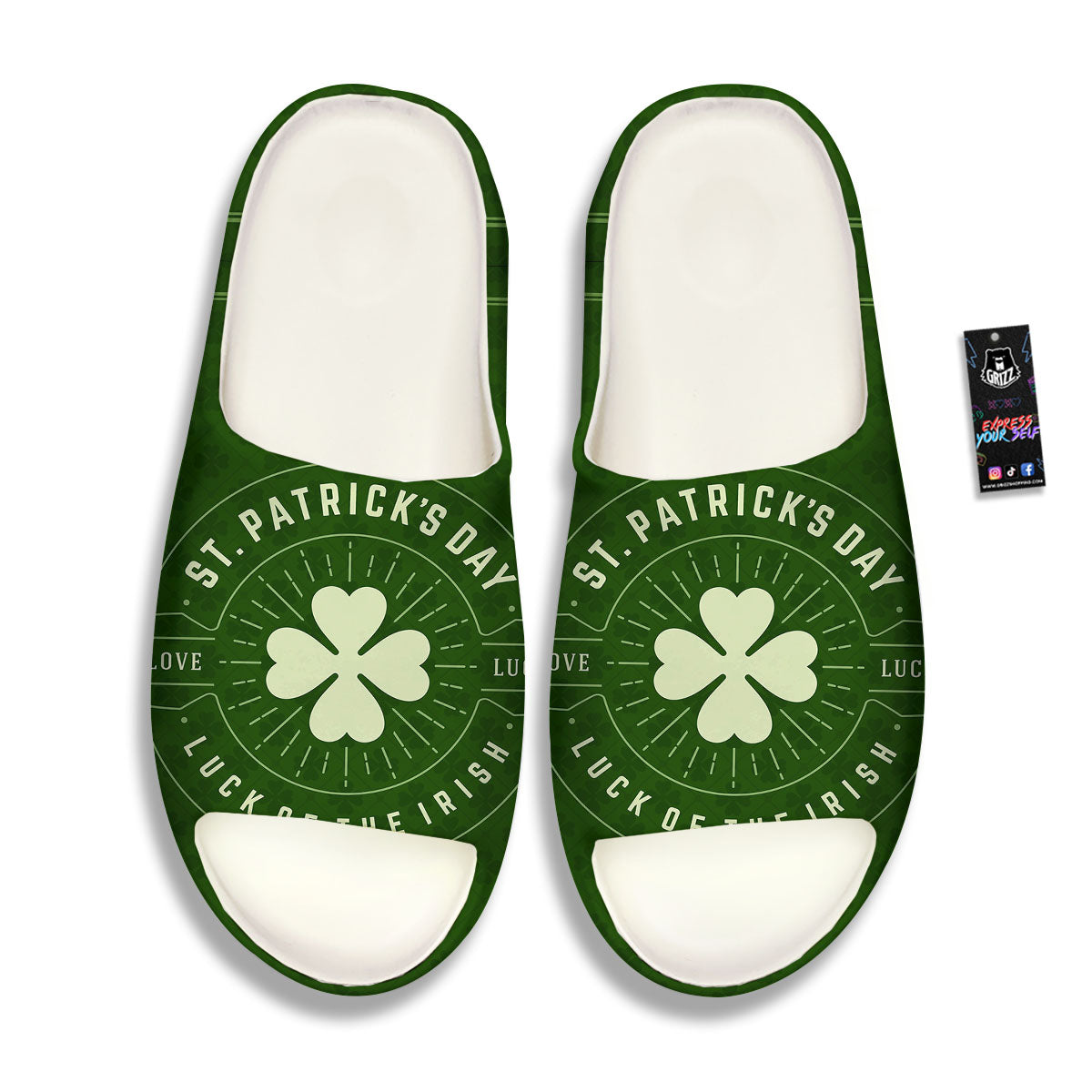 St. Patrick's Day Four Leaf Clover Print Sandals-grizzshop