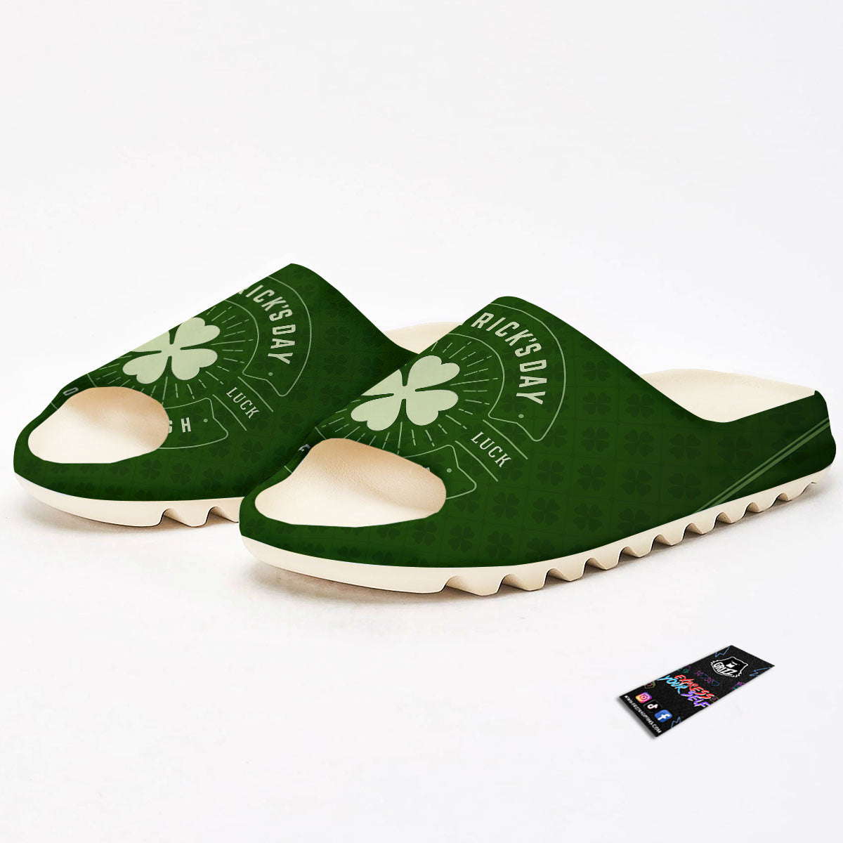 St. Patrick's Day Four Leaf Clover Print Sandals-grizzshop