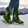 St. Patrick's Day Four Leaf Clover Print Snow Boots-grizzshop