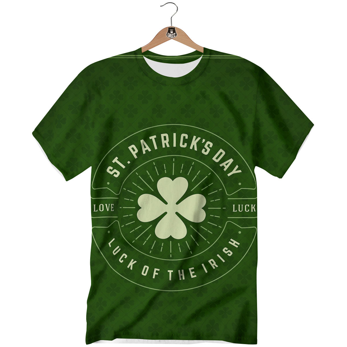 St. Patrick's Day Four Leaf Clover Print T-Shirt-grizzshop