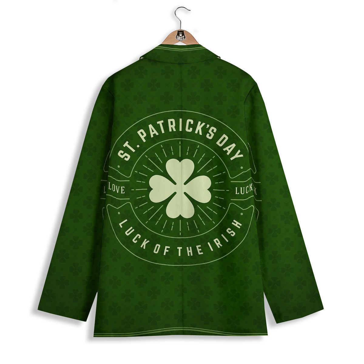 St. Patrick's Day Four Leaf Clover Print Women's Blazer-grizzshop