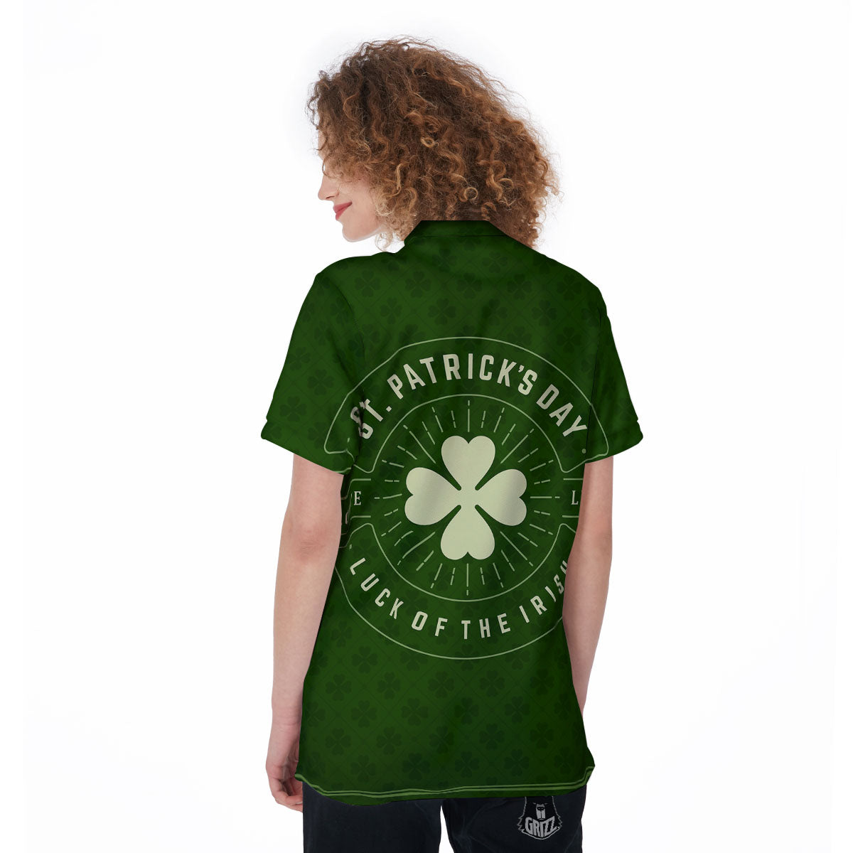 St. Patrick's Day Four Leaf Clover Print Women's Golf Shirts-grizzshop