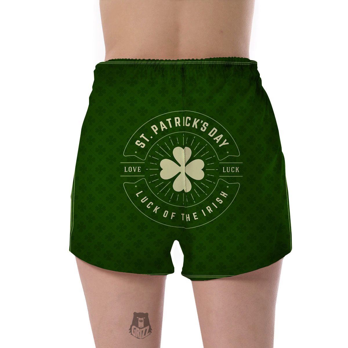 St. Patrick's Day Four Leaf Clover Print Women's Shorts-grizzshop