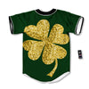 St. Patrick's Day Gold Clover Print Baseball Jersey-grizzshop