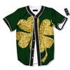 St. Patrick's Day Gold Clover Print Baseball Jersey-grizzshop