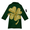 St. Patrick's Day Gold Clover Print Bathrobe-grizzshop