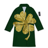 St. Patrick's Day Gold Clover Print Bathrobe-grizzshop