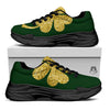 St. Patrick's Day Gold Clover Print Black Chunky Shoes-grizzshop