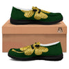 St. Patrick's Day Gold Clover Print Black Loafers-grizzshop