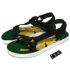 St. Patrick's Day Gold Clover Print Black Open Toe Sandals-grizzshop