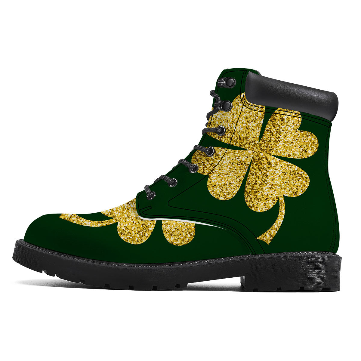 St. Patrick's Day Gold Clover Print Boots-grizzshop