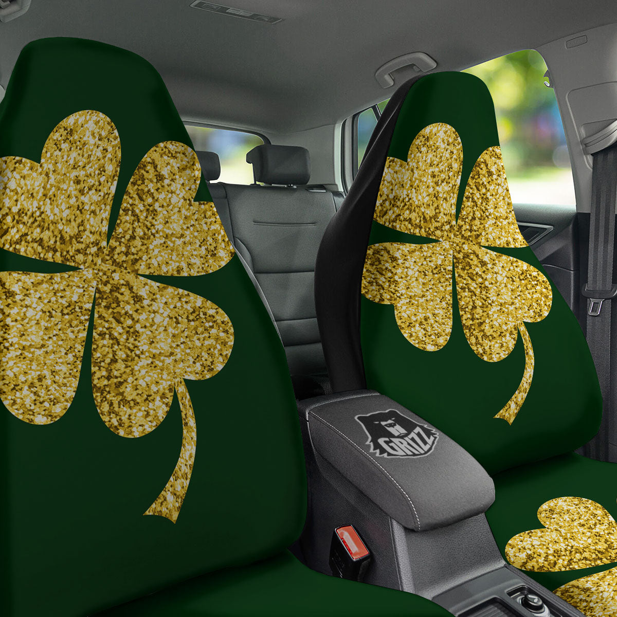 St. Patrick's Day Gold Clover Print Car Seat Covers-grizzshop