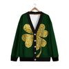 St. Patrick's Day Gold Clover Print Cardigan-grizzshop