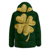 St. Patrick's Day Gold Clover Print Down Jacket-grizzshop