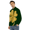 St. Patrick's Day Gold Clover Print Men's Dress Shirts-grizzshop