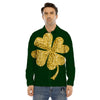 St. Patrick's Day Gold Clover Print Men's Dress Shirts-grizzshop