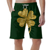 St. Patrick's Day Gold Clover Print Men's Shorts-grizzshop