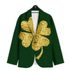 St. Patrick's Day Gold Clover Print Men's Sport Coat-grizzshop