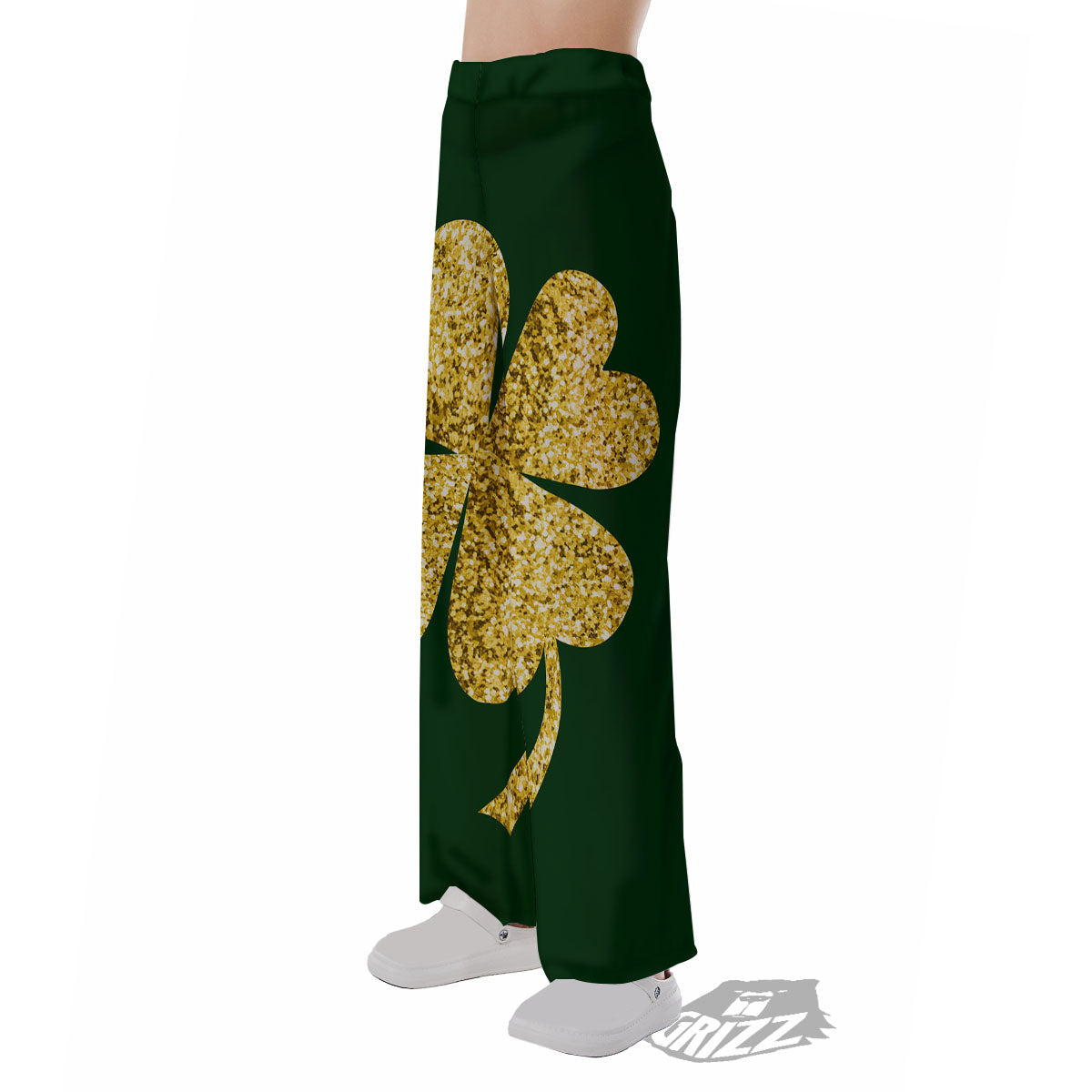 St. Patrick's Day Gold Clover Print Pajama Pants-grizzshop