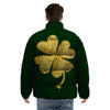 St. Patrick's Day Gold Clover Print Puffer Jacket-grizzshop